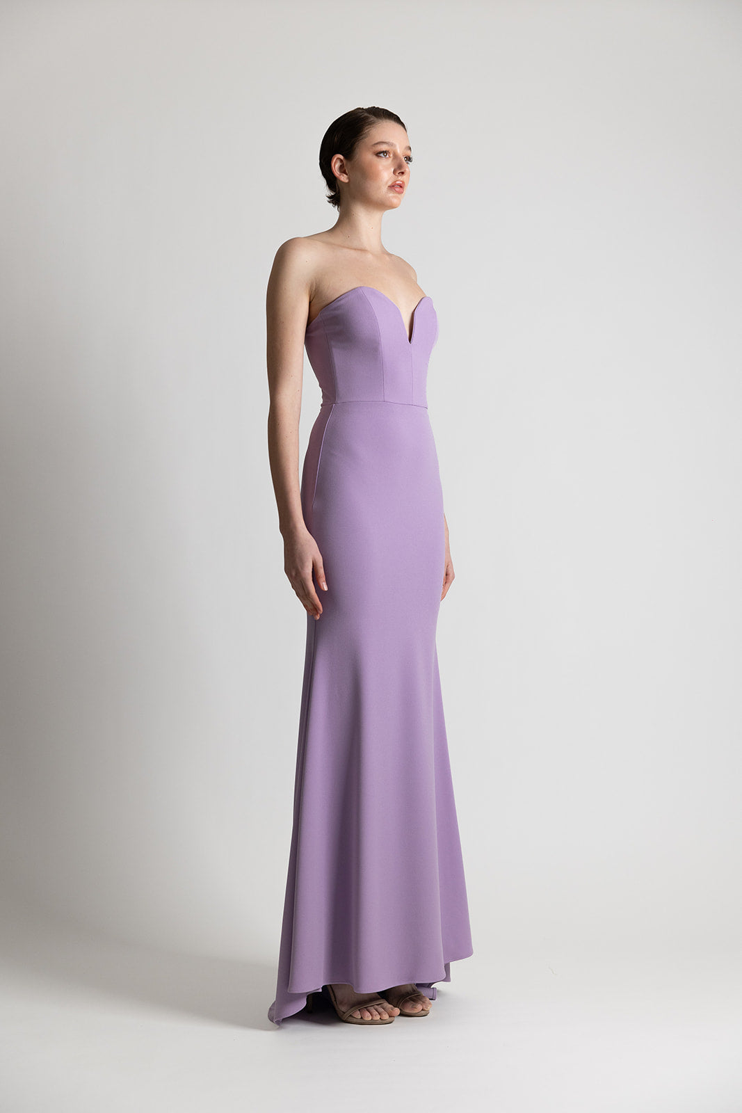 STRAPLESS CREPE GOWN LILAC
