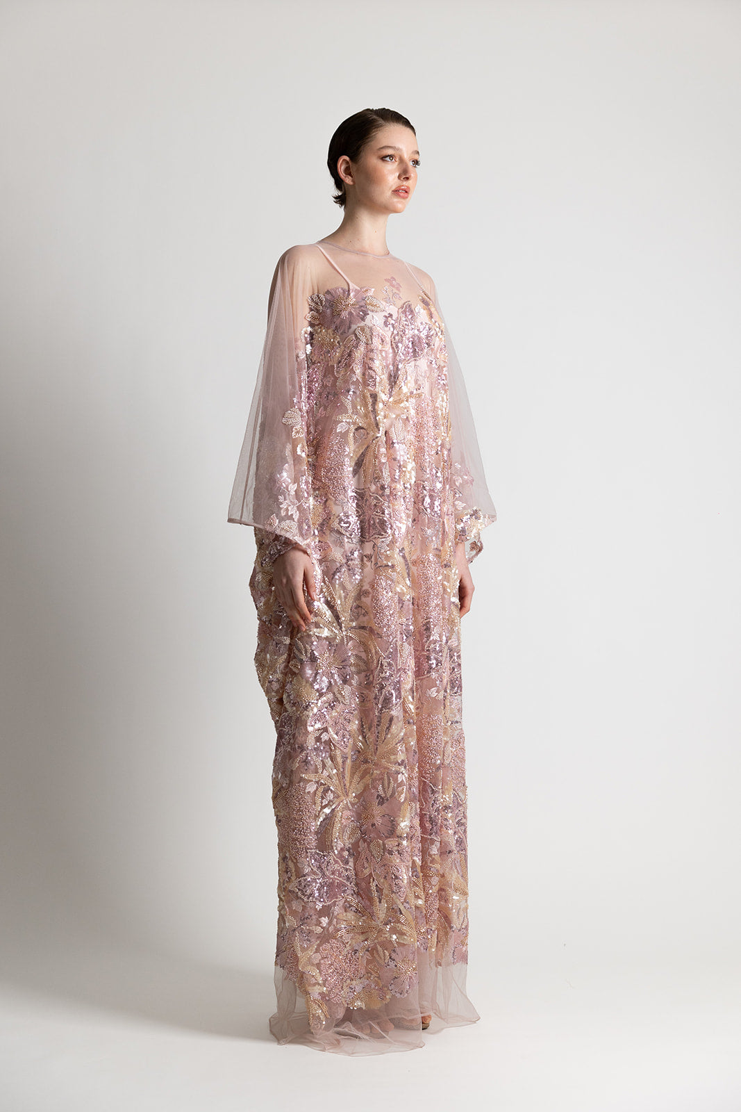 FLORAL BEADED & SEQUIN KAFTAN