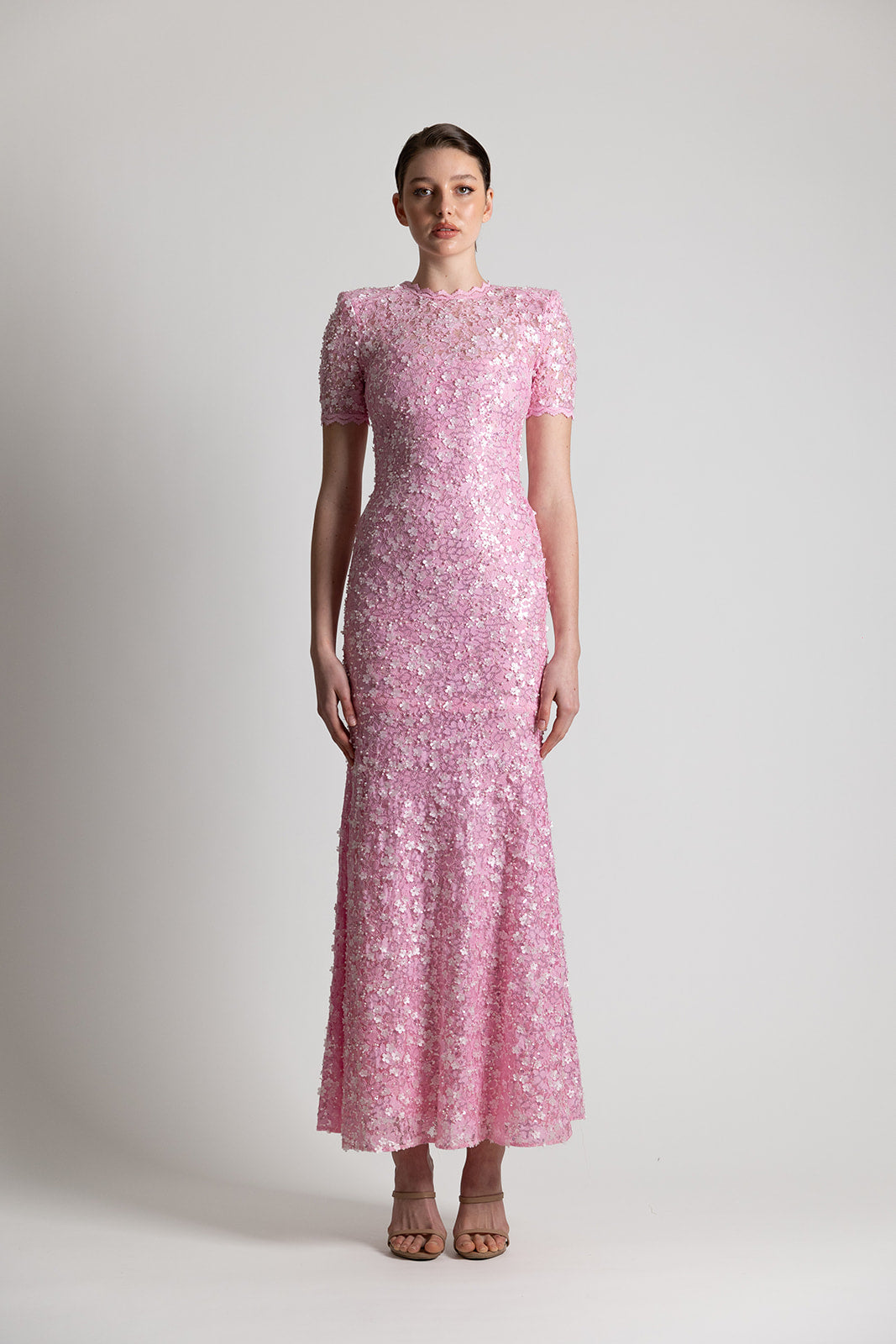 PINK LACE CAP SLEEVE DRESS