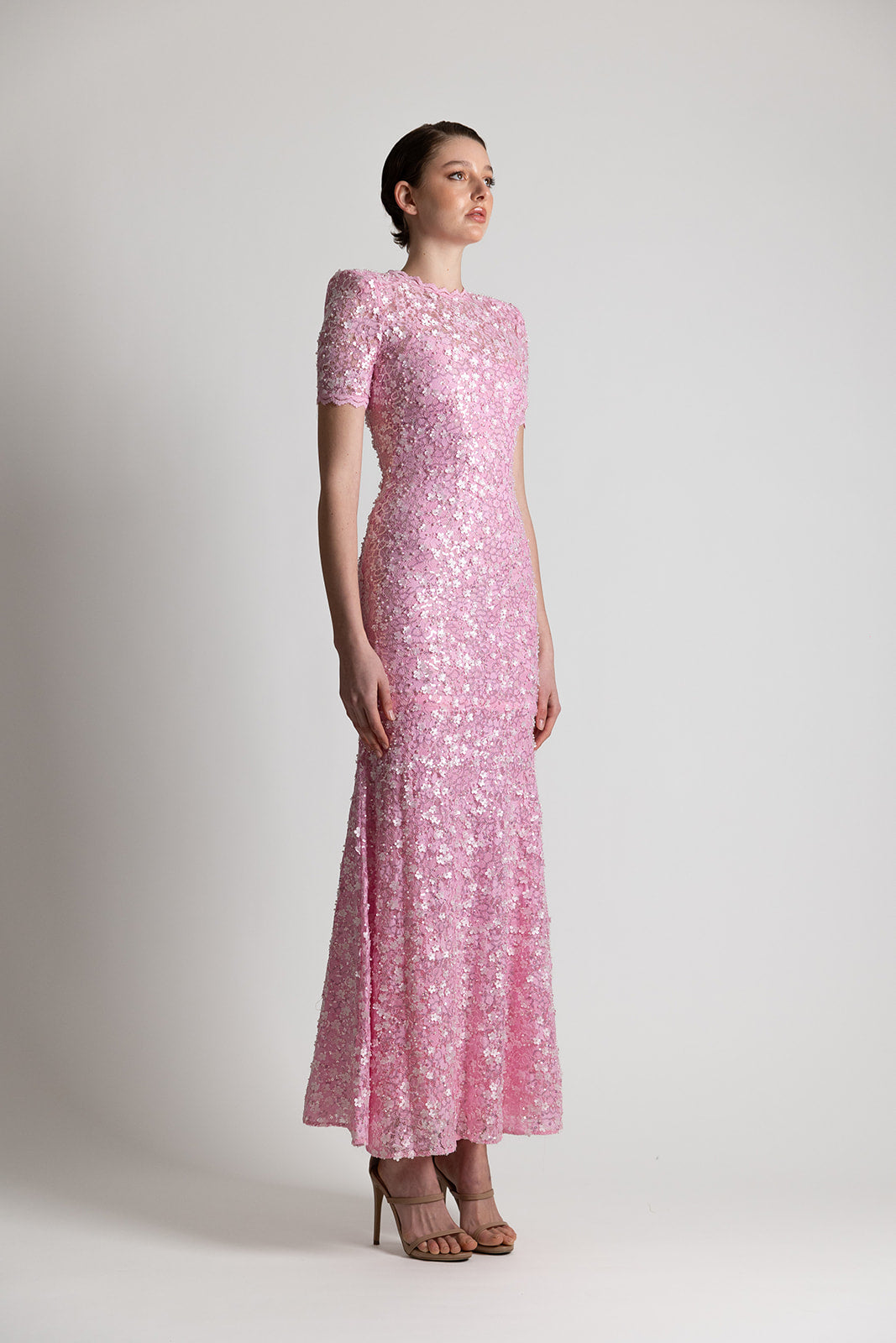 PINK LACE CAP SLEEVE DRESS