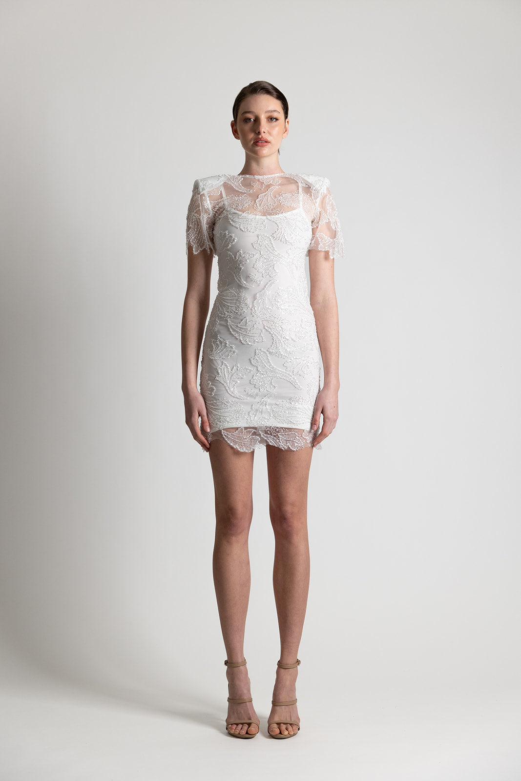 BEADED LACE MINI DRESS