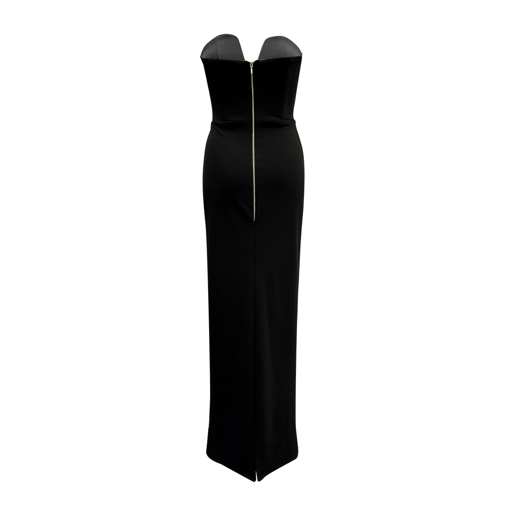Black U Shaped Strapless Column Dress I Meraki Official