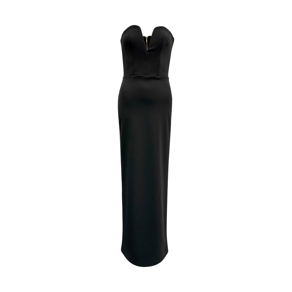 Black U Shaped Strapless Column Dress I Meraki Official