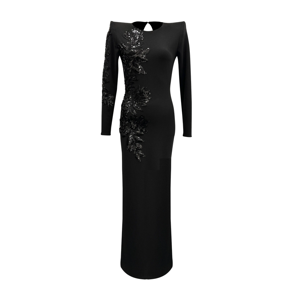 Black Sequin Floral Embellished Dress I Meraki Official
