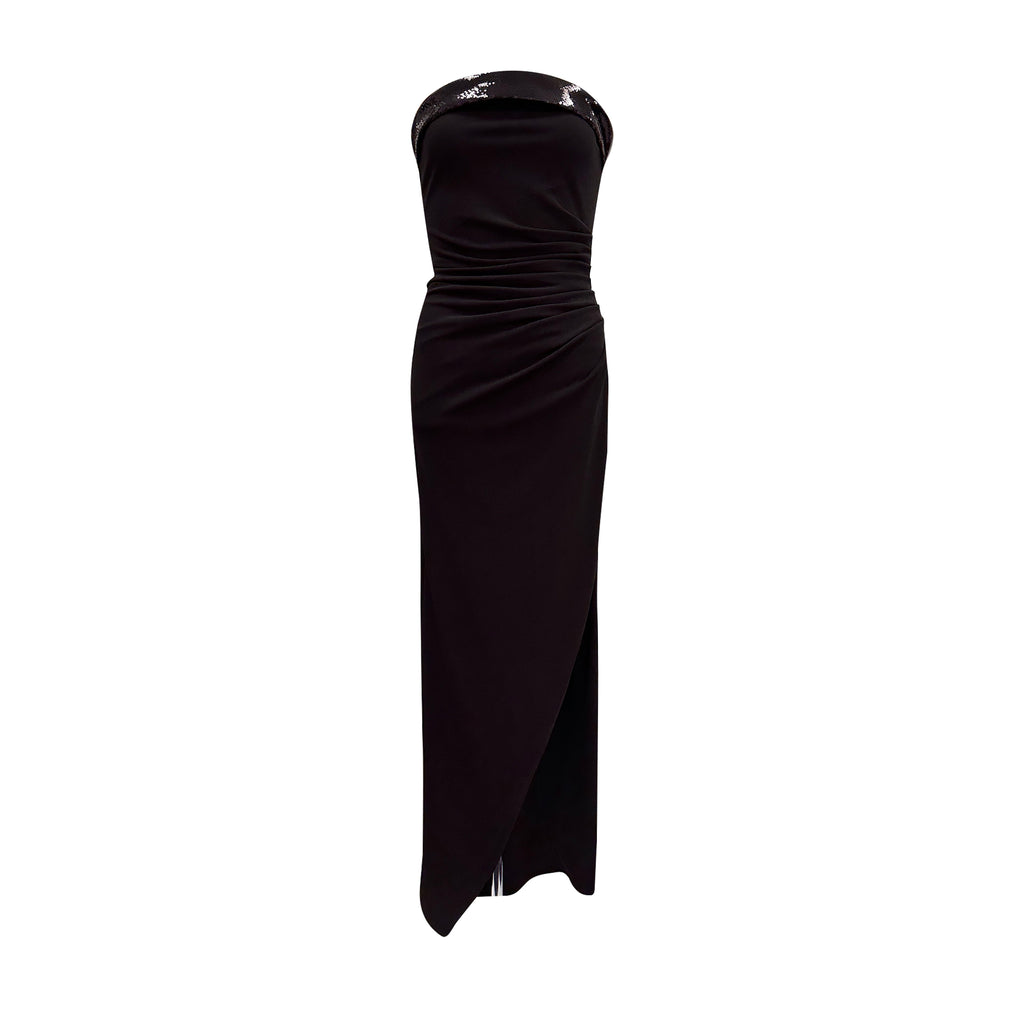 Crescent Sequin Panelled Strapless Dress