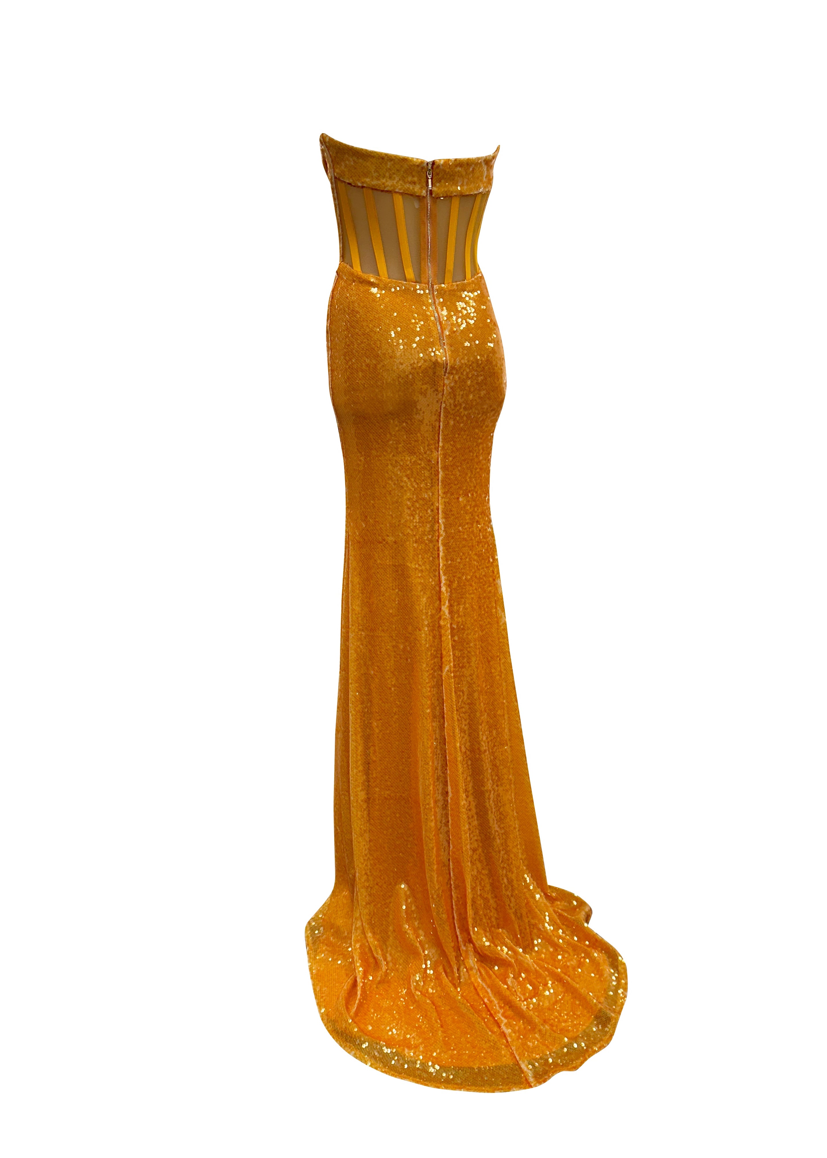 Sequin Corset Strapless Gown