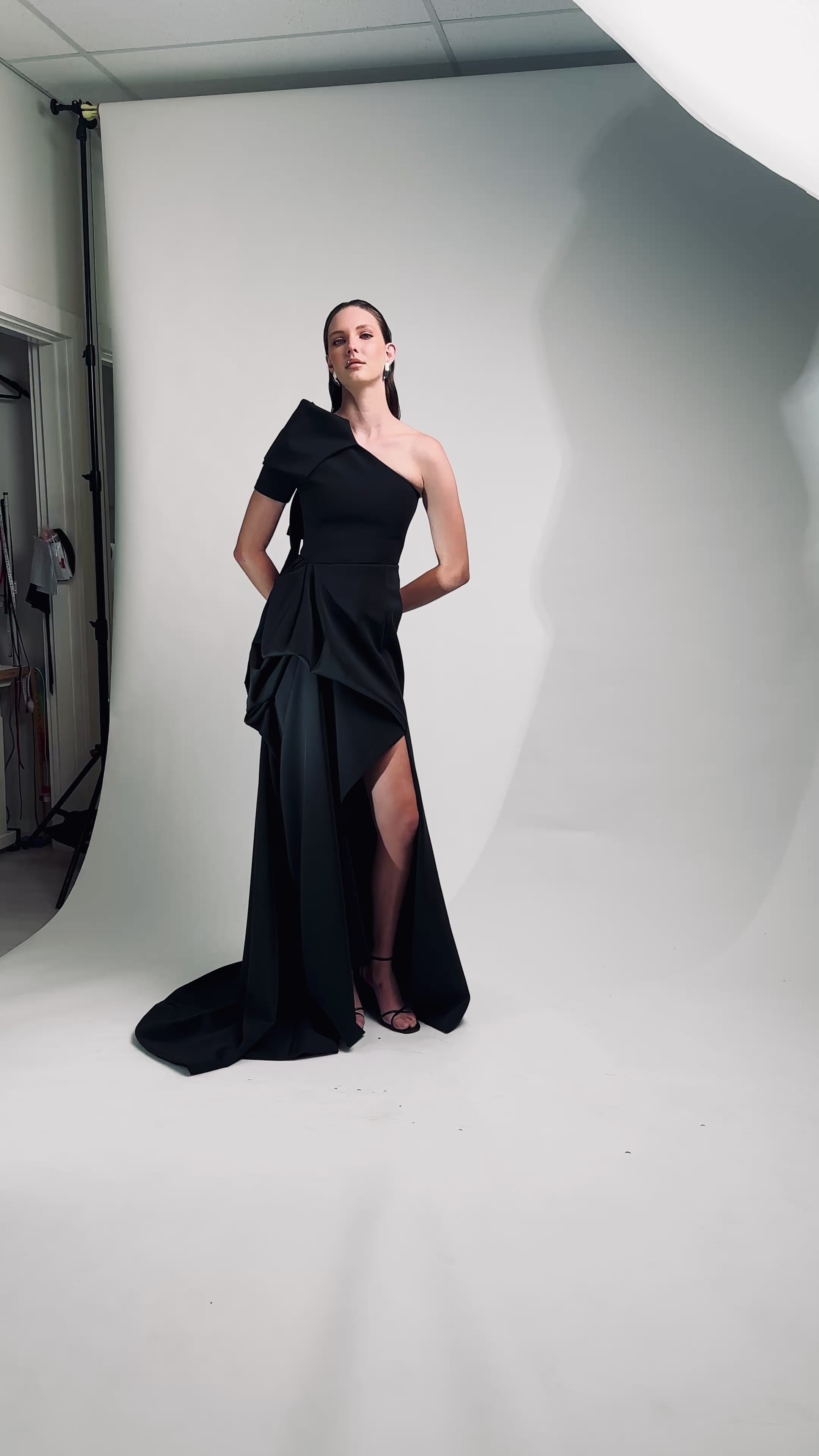 BLACK SCULPTURED GOWN