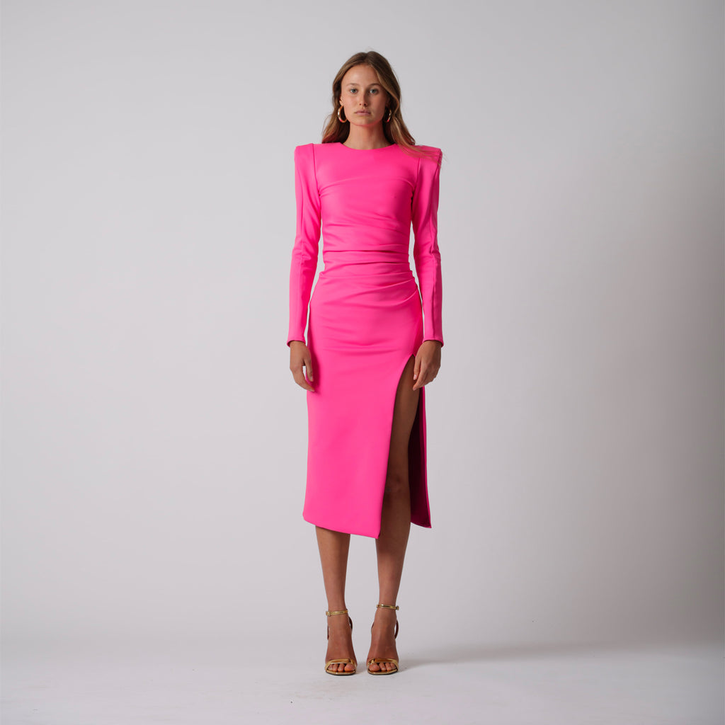 Emma Pink Midi Dress With Split